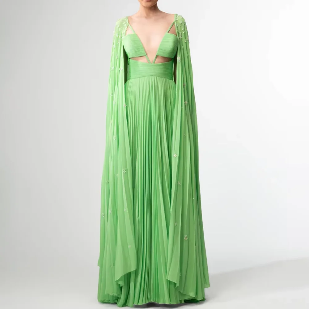 Green Chiffon Eveni…