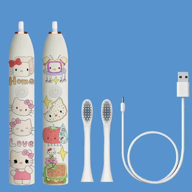 Cute Hello Kitty Electric Toothbrush Cartoon Anime Ultrasonic Children's Wave Multifunctional Toy Gift Toothbrush