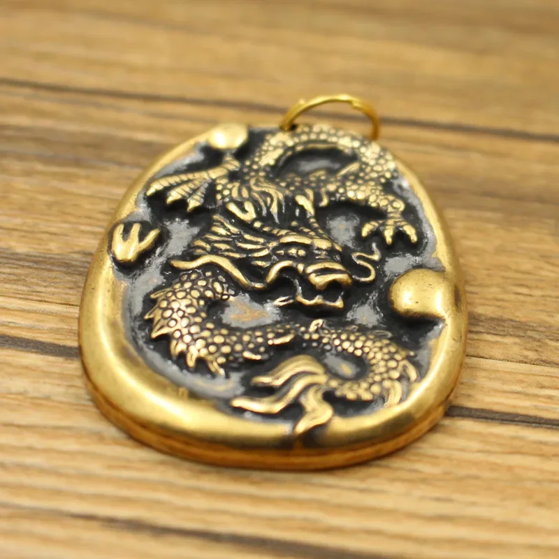 Pure Brass Dragon Pendant Brass Zodiac Sign Keychain Pendant Figurines Living Room Decoration Home Decor Accessoires Miniatures