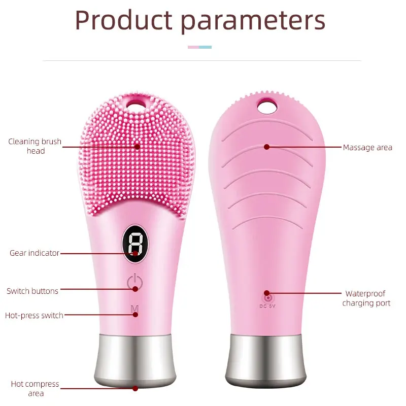 Cepillo de limpieza eléctrico, limpiador ultrasónico de piel de 9 velocidades, limpiador de cepillo Facial, vibración de alta frecuencia recargable