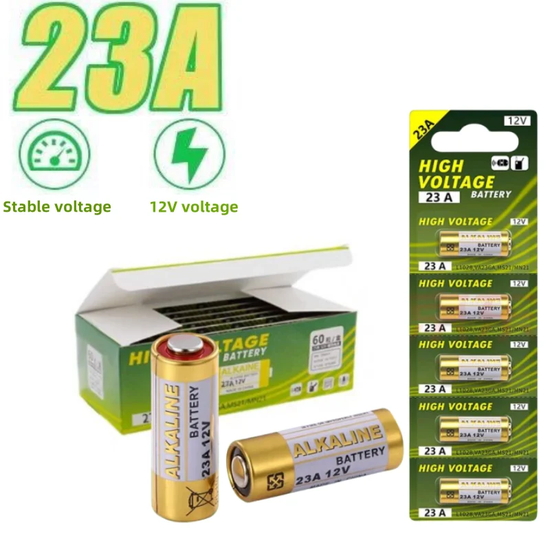 

60PCS 12V A23 Alkaline Battery 23A 23GA A23S E23A EL12 MN21 MS21 V23GA L1028 GP23A LRV08 Dry Cell for Remote Control Doorbell