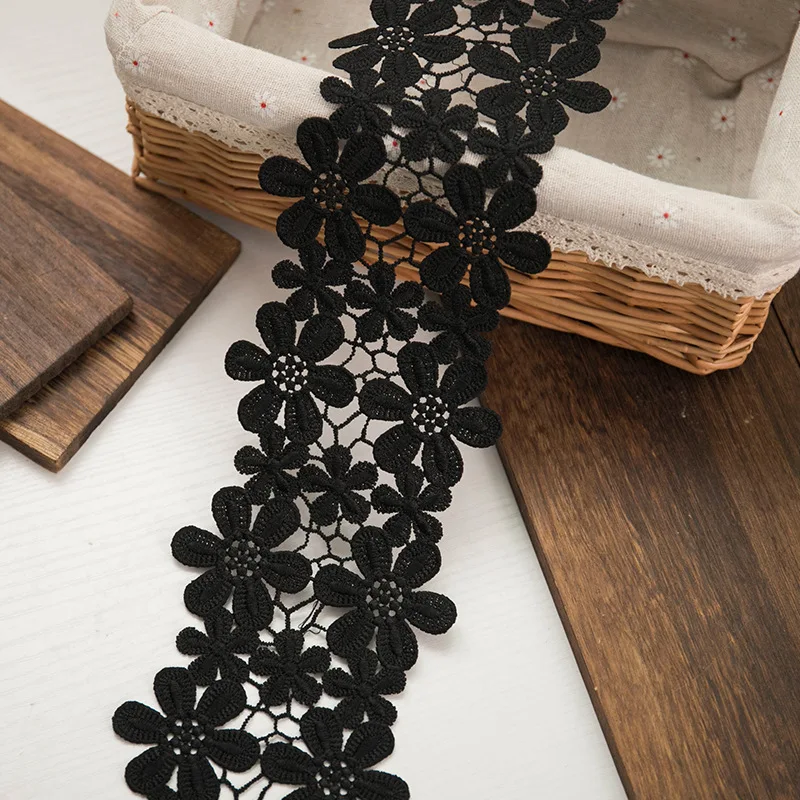 1Yards 11CM Wide Lace Cotton Embroidery Ribbon Lace Trim Skirt Sewing Accessories Clothing Decorative Materials Drop Shipping