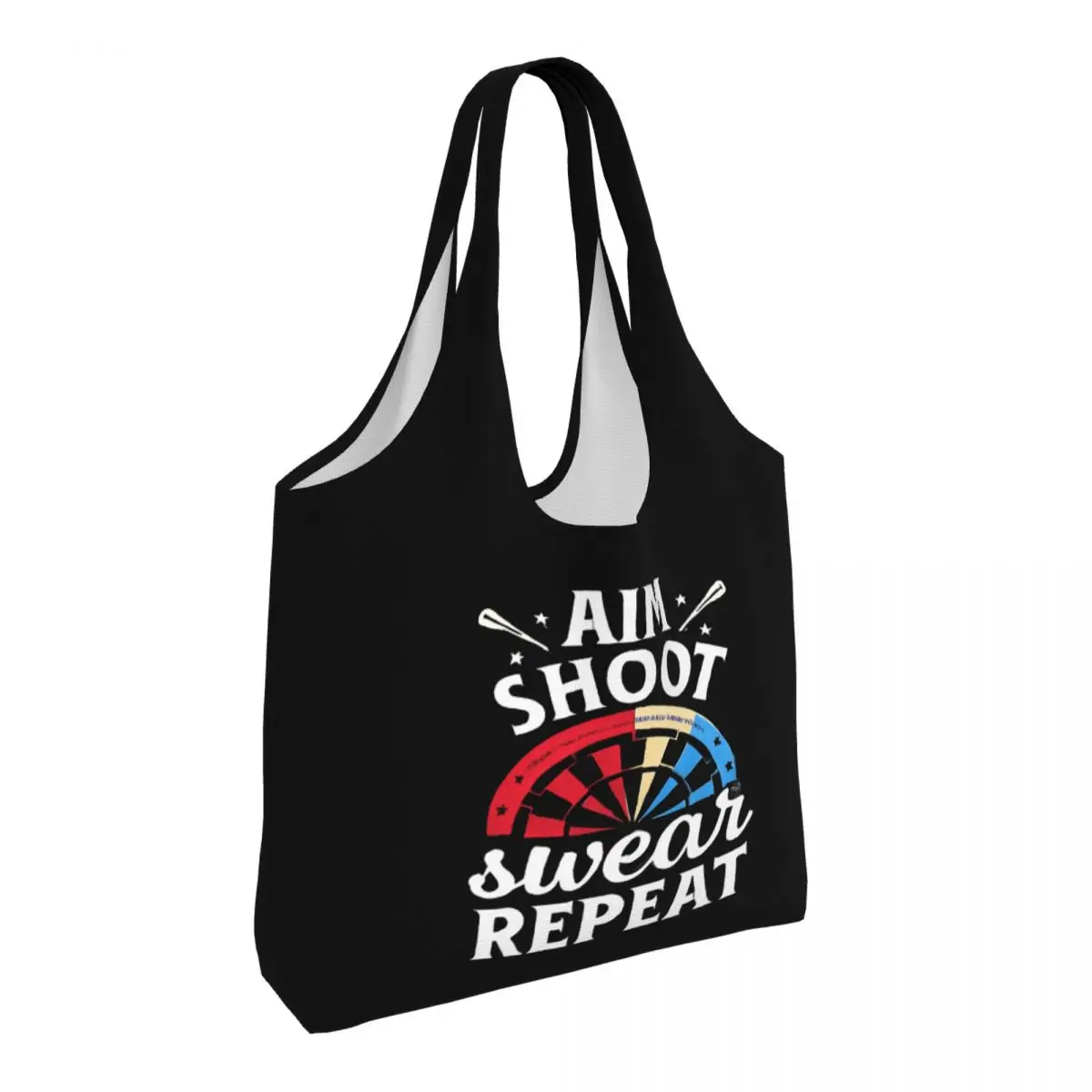 Aim, Shoot, Swear, Repeat Large Capacity Canvas Tote Bag Single Shoulder Work Commute Bag For Women Eco-Friendly Shopping Bag