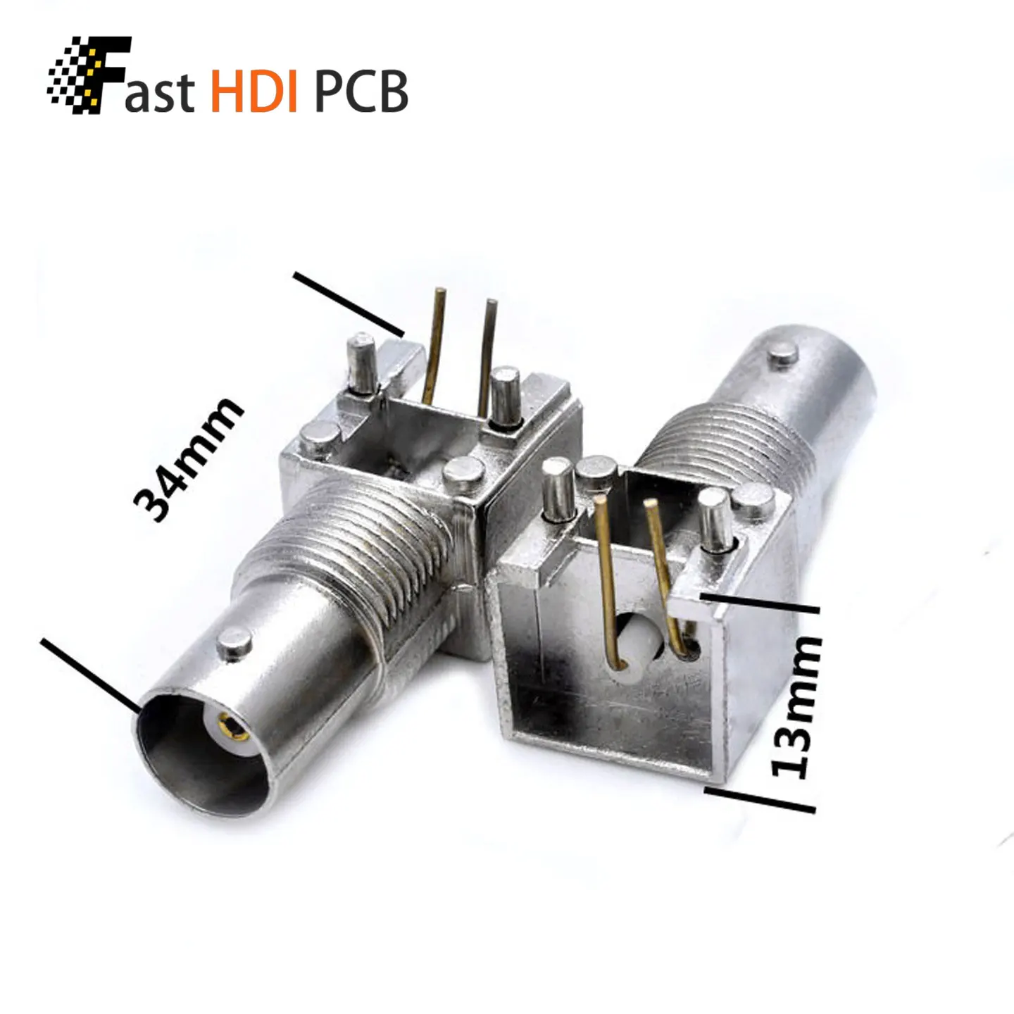BNC Female Right Angle PCB Mount Connector BNC-KWE 50 Ohm 12mm Thread Diameter for CCTV Camera Video Surveillance Security