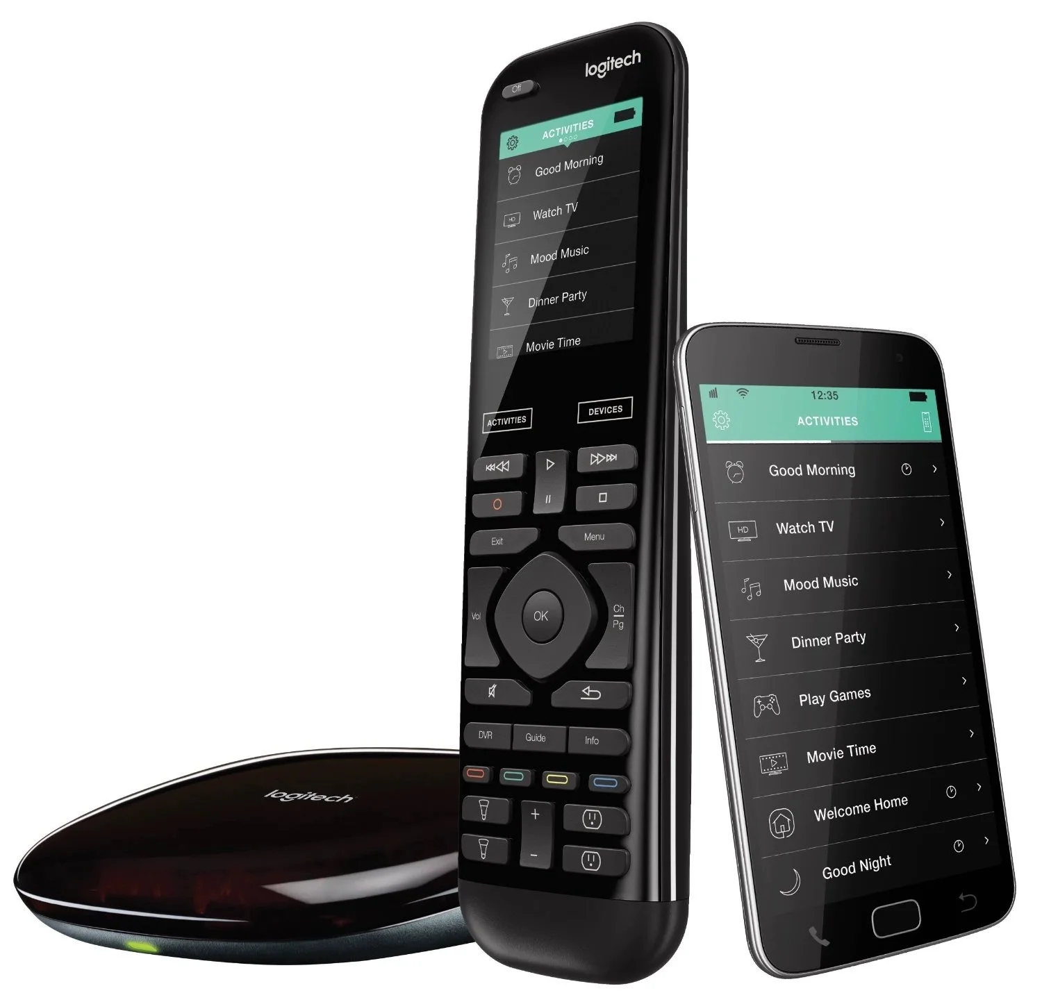 Logitech Harmony Elite Touch screen wireless smart home remote.