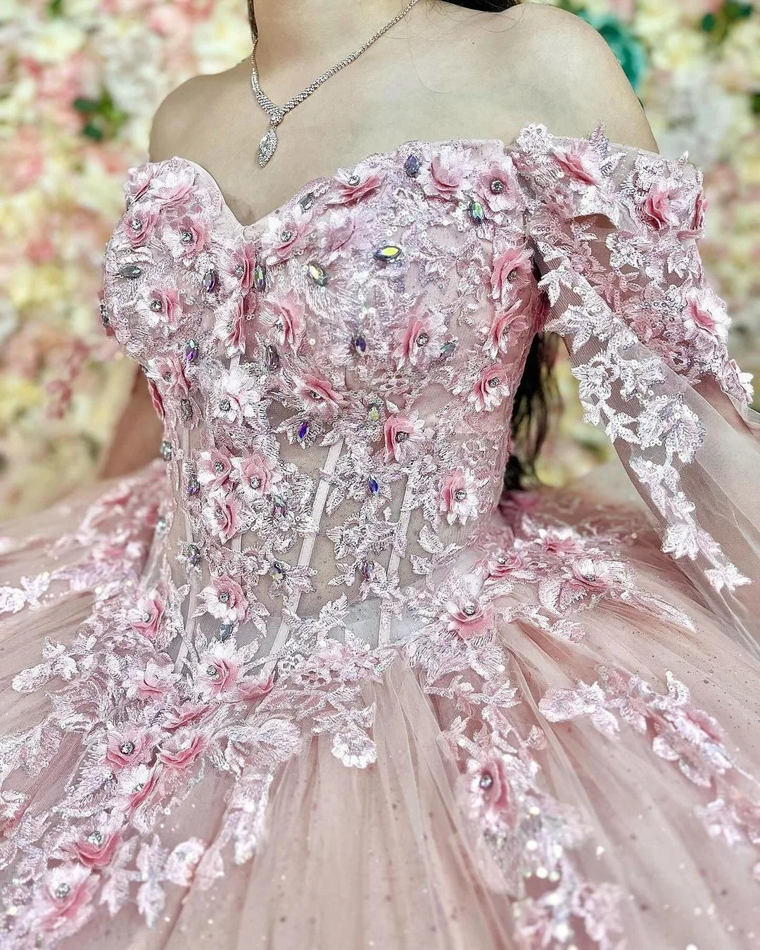 Quinceanera gaun untuk wanita manis 15 Vestidos De 15 quincea20era Tulle bahu terbuka applique gaun bola gaun pesta Prom