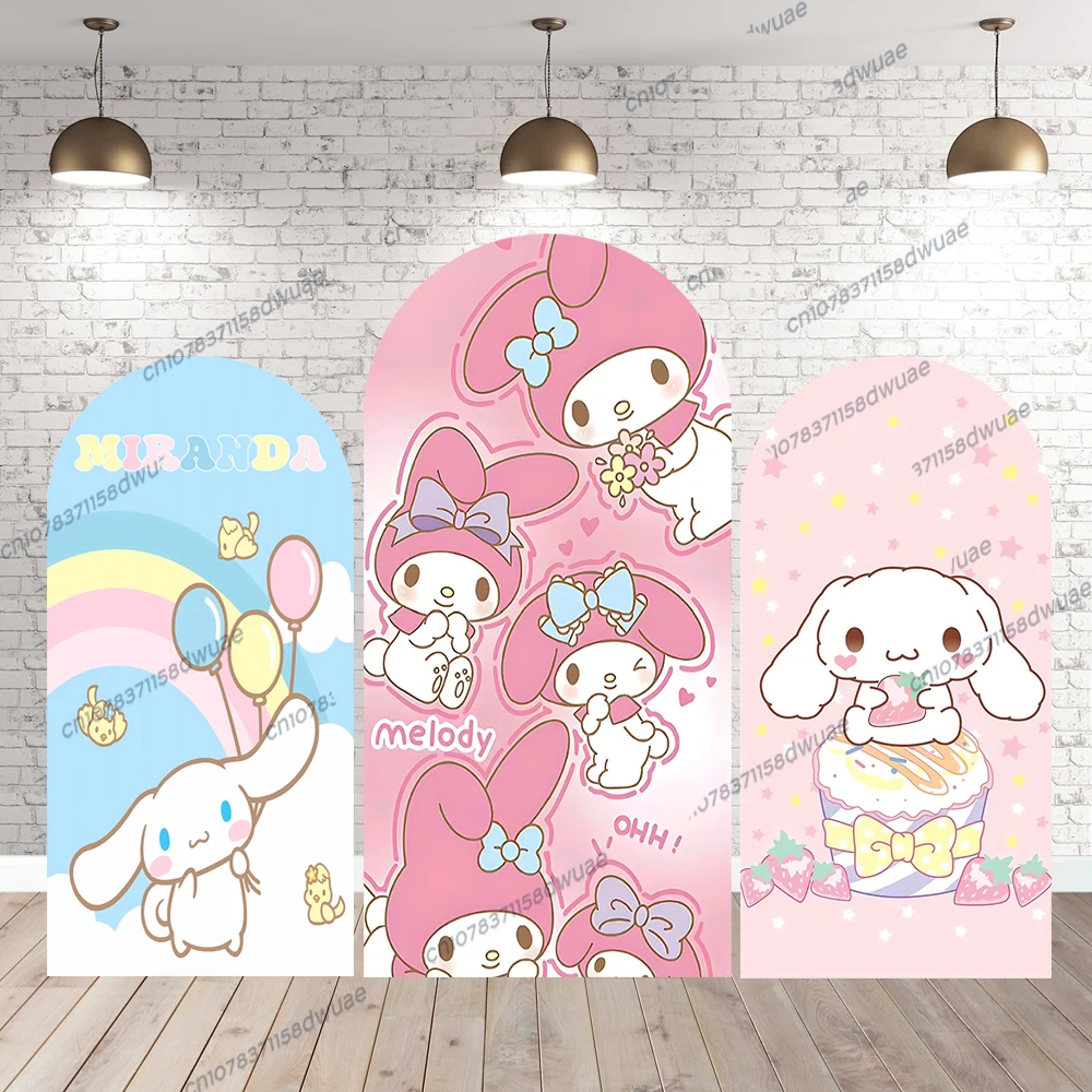 

Hello Kitty MY Melody Party Backdrop Photo Birthday Photo Background Pink Arch Photography Backdrop Polyester Photo Backdrop