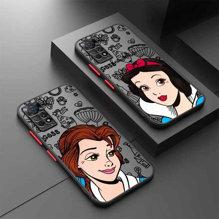 Phone Case for Xiaomi Redmi Note 12 11 Pro 9S 13Pro Plus 9 10 5G 11S 10Lite 12S Frosted Funda Cover Disney Cute Princess Ariel