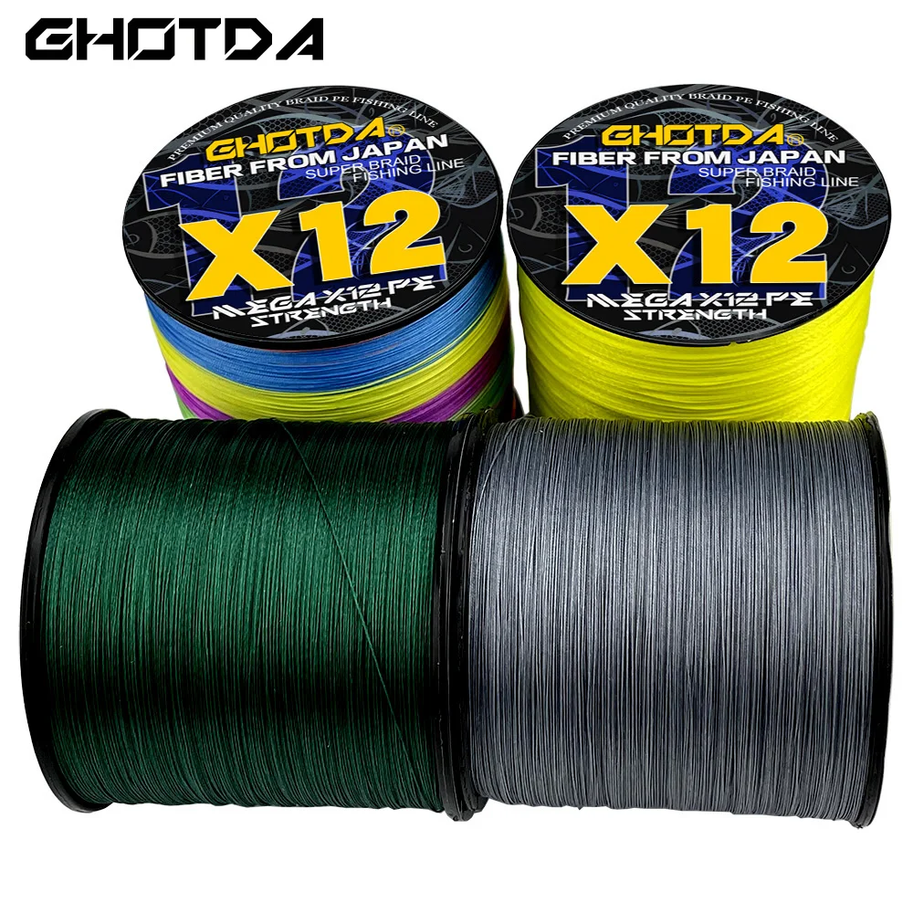 Ghotda Gaining Braid Fishing Line 12 Strands 300M100M PE Braided Multifilament Fish Line Thread Rope Peche Carp Wire