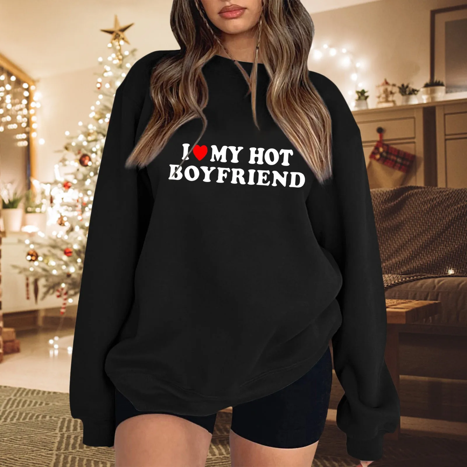 I Love My Hot GF Girl Boy Couple Valentines Day GirlfriendHooded Sweatshirt Womens Pullover Tops Long Sleeve Winter Fall Outfits