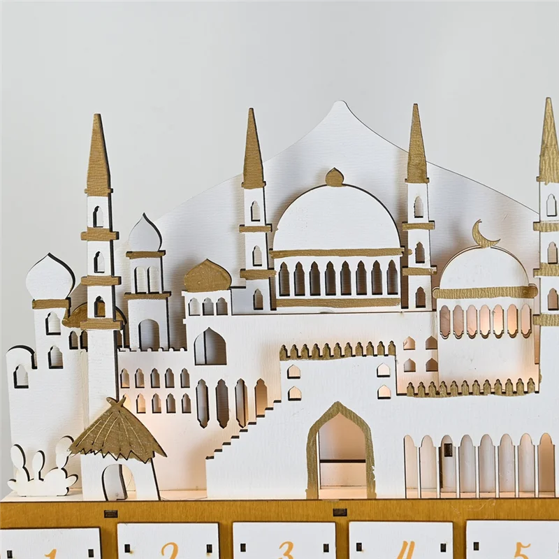 

Practical-LED Illuminating Eid Ramadans Countdown Calendar With 30 Small Drawers For Muslims Islamics Festivals Party Decors A