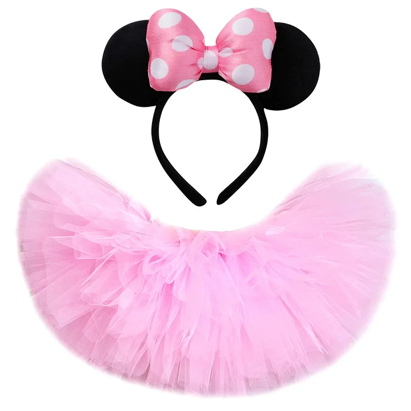Cartoon Pink Red Girl Tulle Tutu Skirt with Ribbon Bow Princess Kid Outfit Daily Wear Halloween Party Holiday PerformanceCostume
