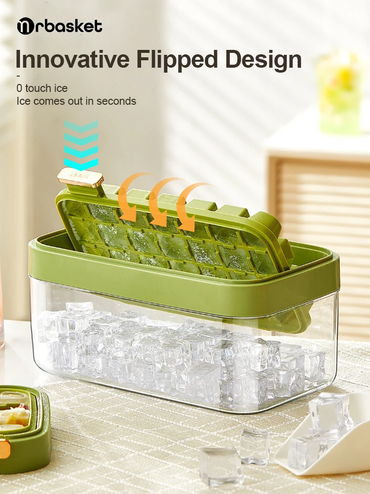 

mr basket Ice Block Mold Household Silicone Freezer Ice Box Food Grade Sealed Flipped Ice Storage Box Convenient