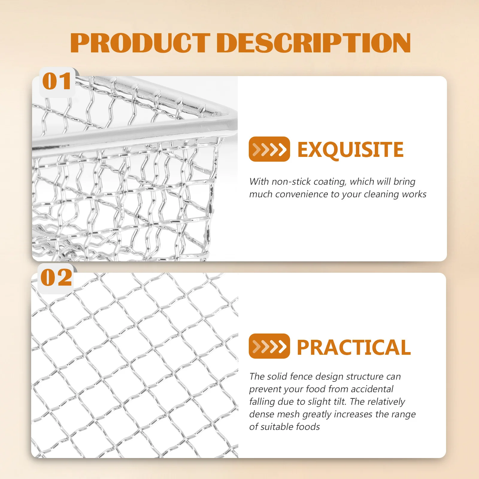 

Air Fryer Basket Non-Stick Stainless Cooling Rack Bread Cooling Tray Baking Supply Air Fryer Accessories Baking Supply