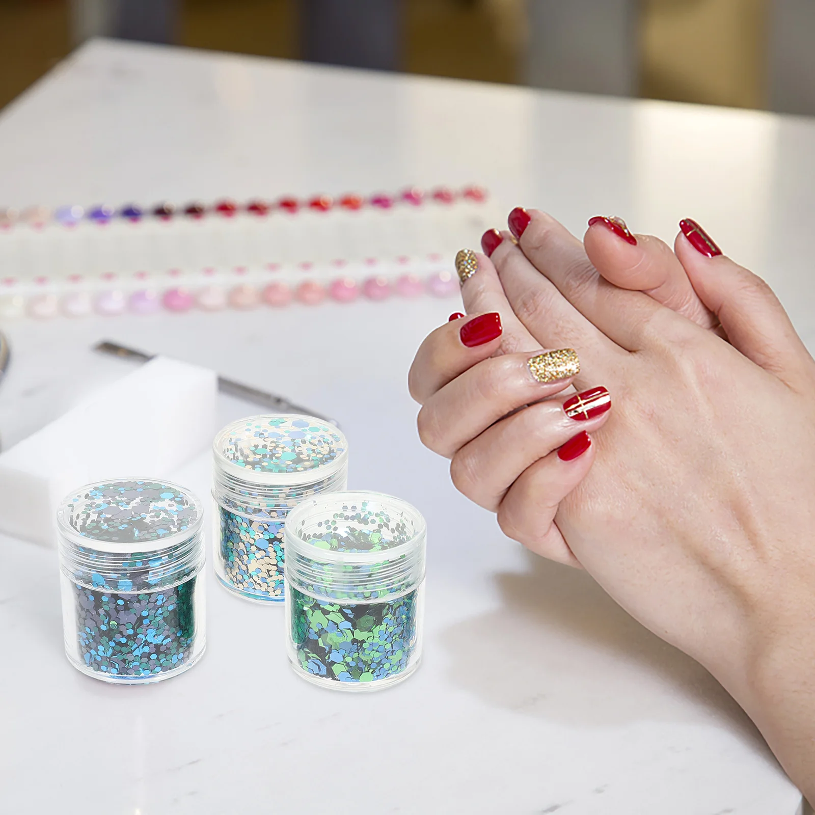 Nail Art Glitters Sequins Set Pet Diy Manicure Decorations Fingernail Shiny Design Nail Salon Accessories Manicure