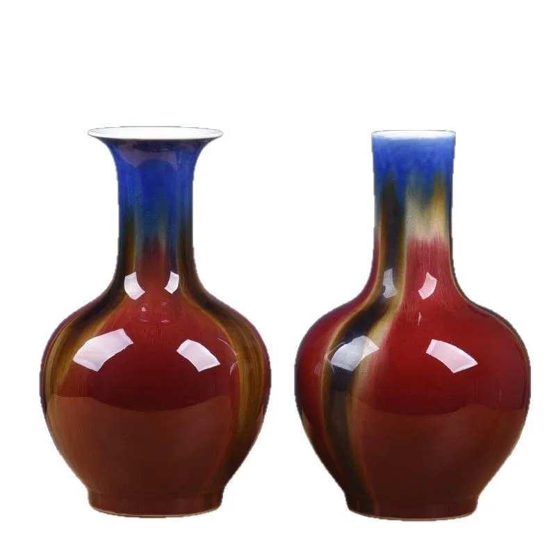 Ceramic vase handicrafts creative home ornaments kiln change crack glaze European flower ware desktop TV cabinet model room