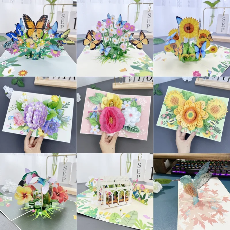 

Butterfly Birds 3D Pop-Up Cards Flowers Birthday Card Anniversary Gifts Postcard Sunflower Wedding Invitations Congratulate Card