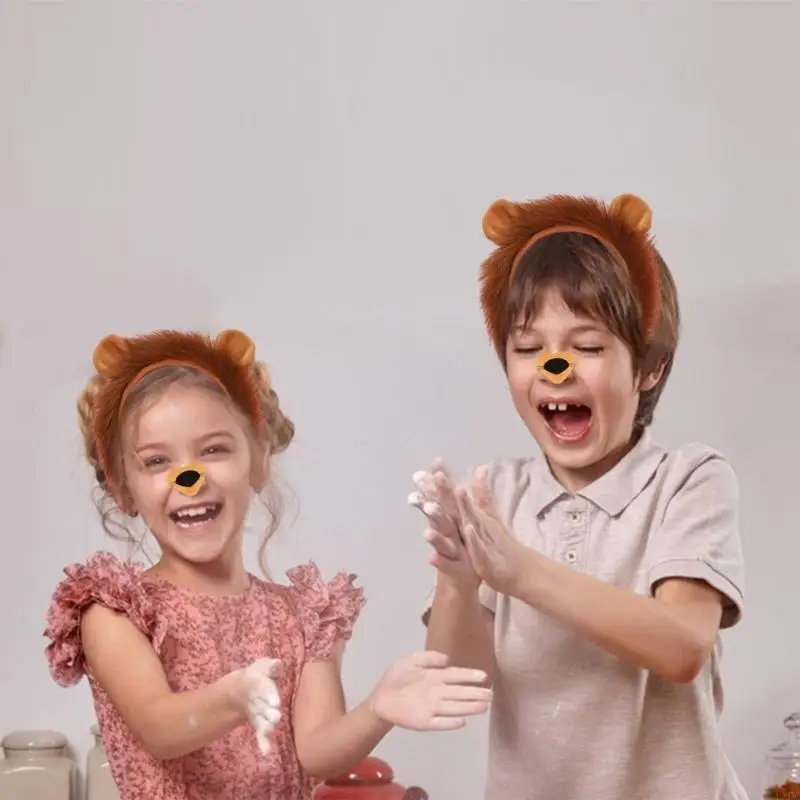 Animal Dress up Costume Set Lion Ear Hairband, Tail, Bowtie for Kid Cosplay 6XDA