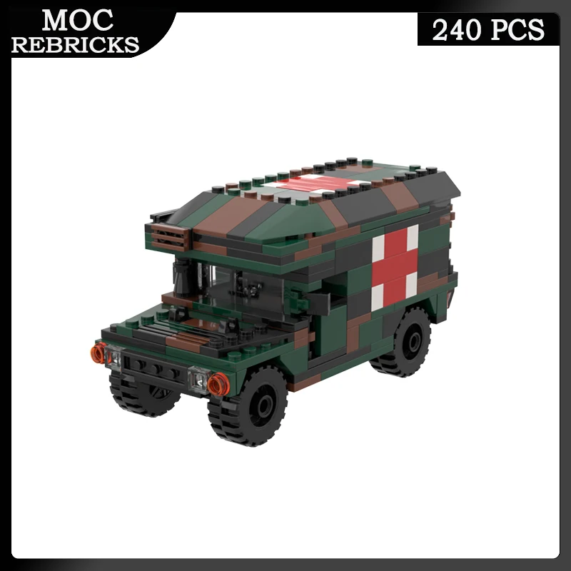 

WW2 Military Serie Hummer M997 Ambulance MOC Building Block Personnel Carrier Educational DIY Model Toy Brick Children XMAS Gift