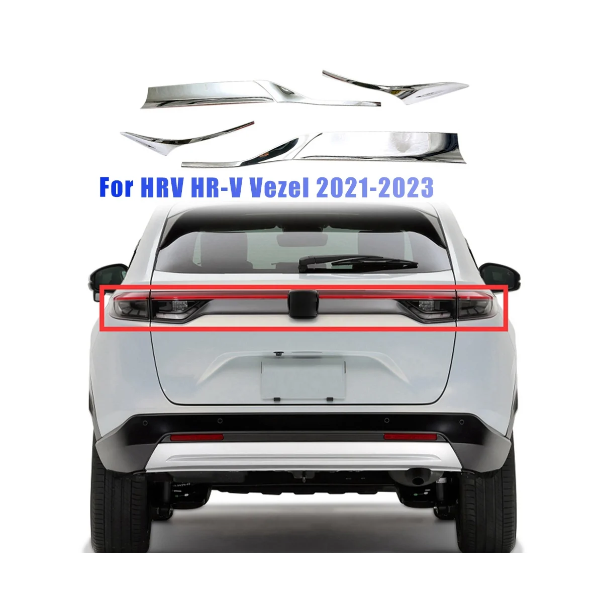 1Set Chrome Rear Tail Light Cover Trim for Honda HRV HR-V Vezel 2021-2023 Taillamp Lid Eyelid Eyebrow Molding Strip