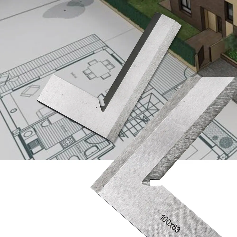 

100*63 мм промышленная хромированная угловая линейка, угловая линейка в форме лезвия, деревообработка, углеродистая сталь, угловая линейка 90 градусов