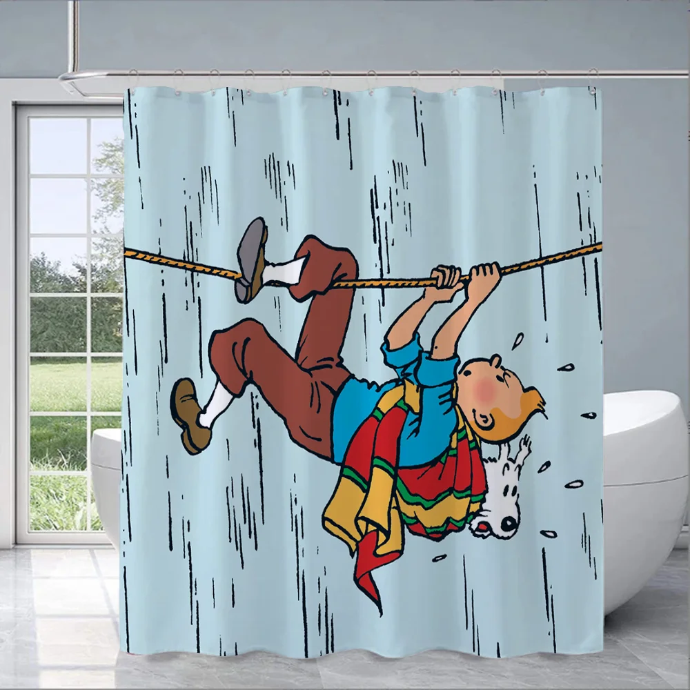 Tintin Bathroom Shower Curtains for Houses Rooms Bath Curtain for Quarto Curtains in the Bathroom Sets Full Set Accessories Home