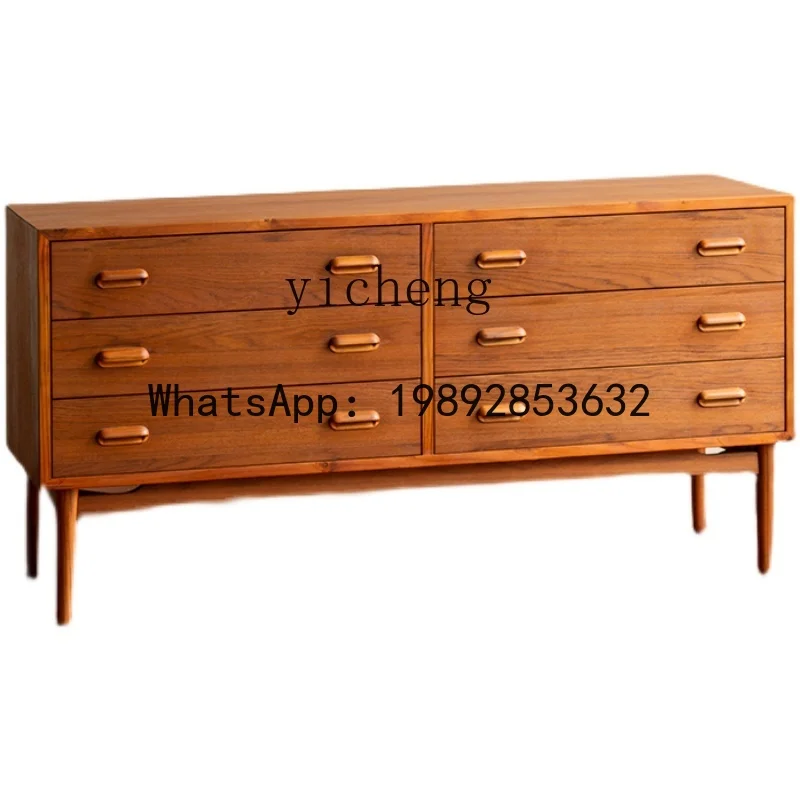 teak solid wood six-chest cabinet bedroom storage drawer storage cabinet medieval furniture