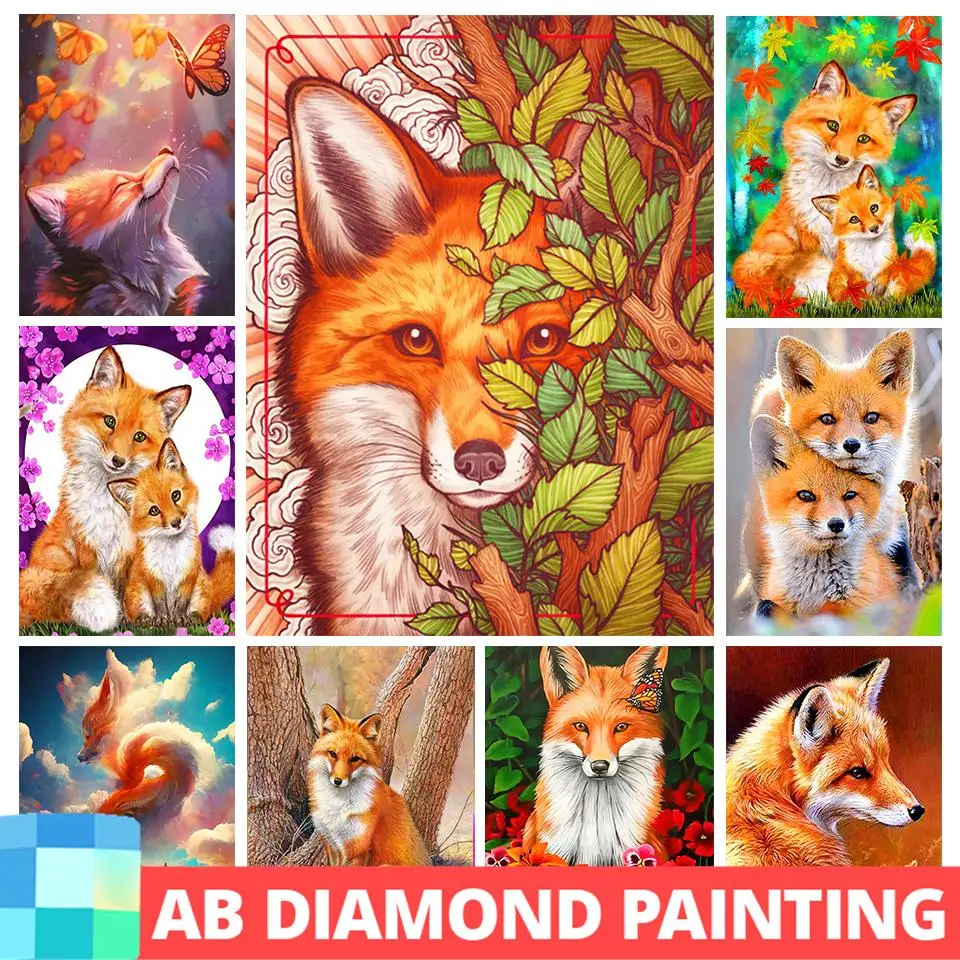 

Коллекция алмазной живописи AB Drill 2023, полная квадратная/круглая вышивка лисы, мозаика в виде животных, вышивка крестиком, домашний декор