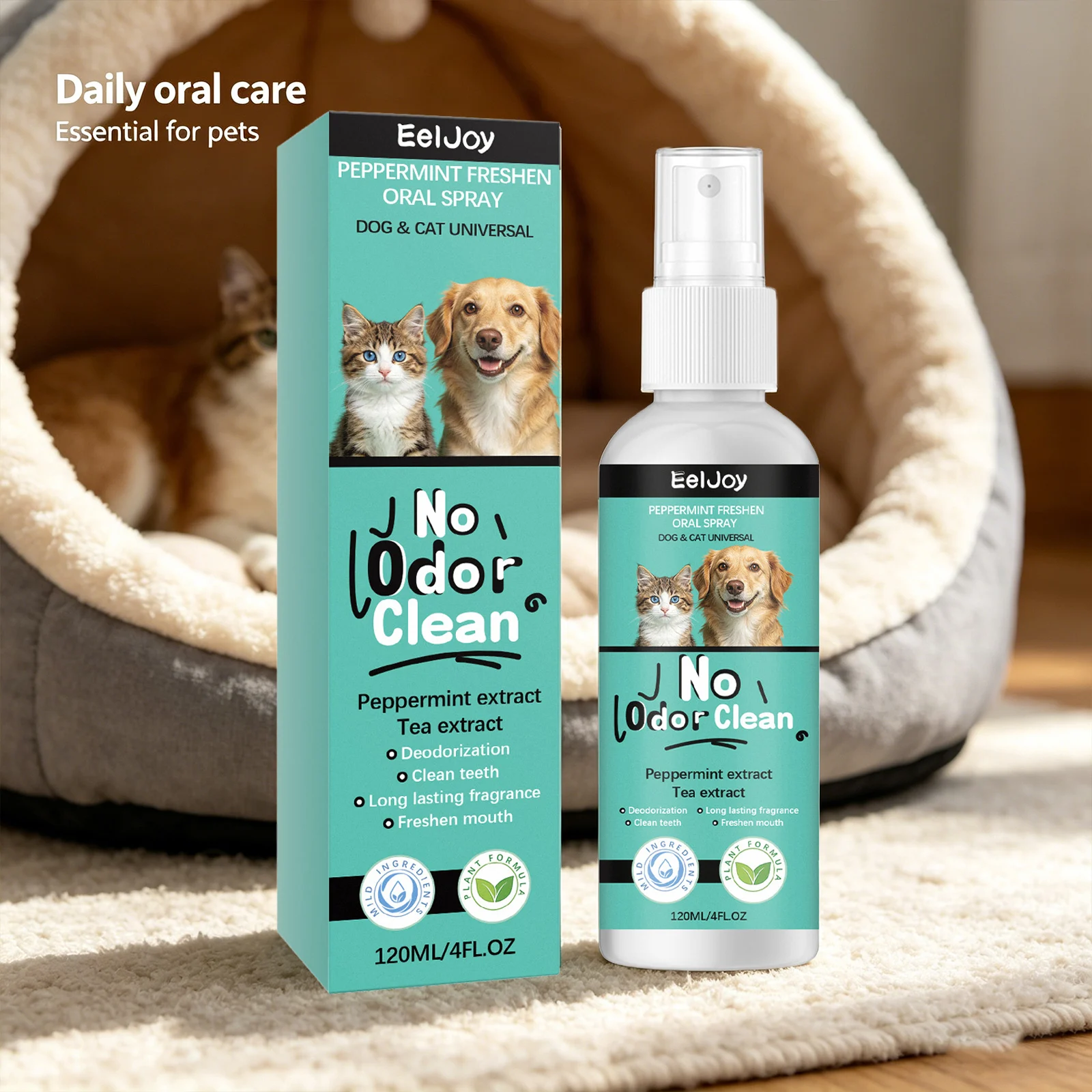 

Pet Oral Spray Eliminates Bad Breath Cleans Teeth & Gums Deodorizes Mouth Freshing Breath Gentle & Safe Dogs Dental Care Spray