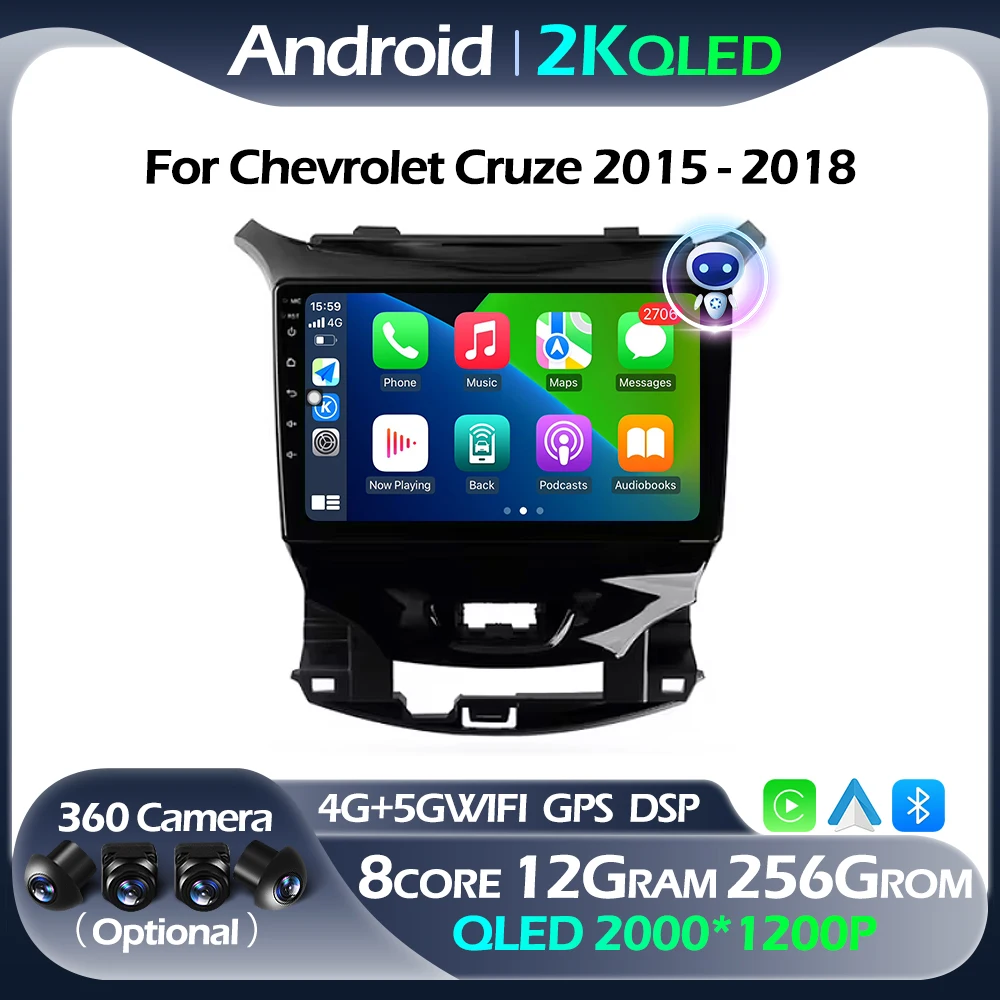 

For Chevrolet Cruze 2015 - 2018 Car Multimedia Stereo Video Player Navigation GPS 4G Carplay Android Auto 5GWIFI BT