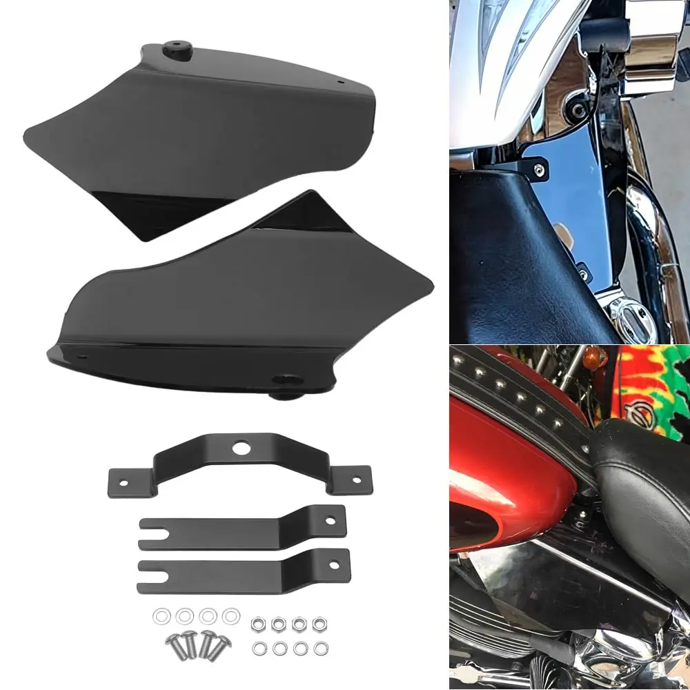 2 Stück Motorrad-Motorwärmeabweiser-Schutzabdeckung für Harley Softail Fat Boy Heritage Springer Slim FLSTF FLSTC 2000–2017, Schwarz