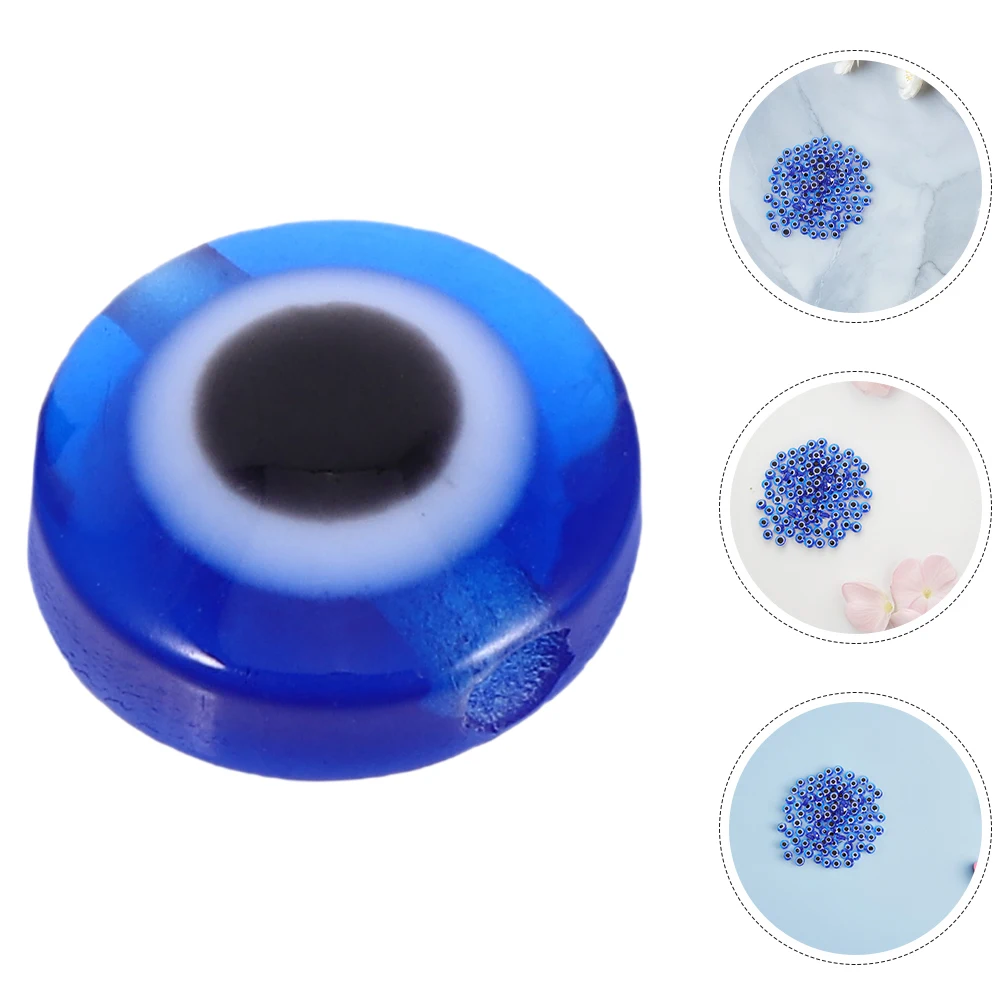 

200 Pcs Resin Eye Spacer Beads Craft Loose Evil for Bracelets Making Keychain Charm Diy Earrings Blue Scattered