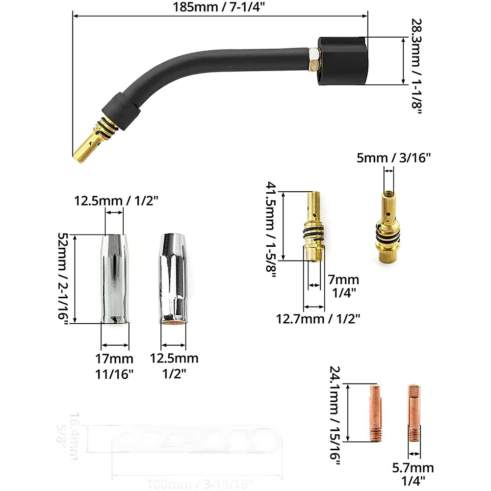 

Our Mig Torch Parts Kit for Chicago Electric Welders includes high quality Contact Tips Nozzles and Torch Neck AK15