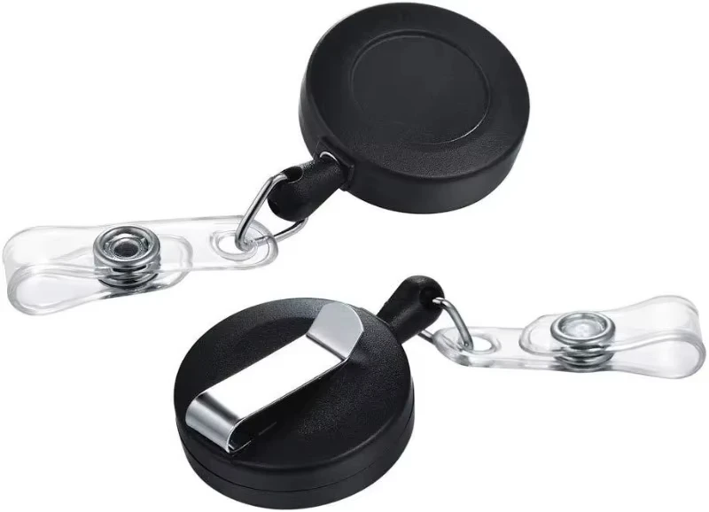 10Pcs Black, White ABS Round Easy-pull Buckle, Breastplate Buckle, Telescopic Keychain, ID Buckle, Easy-pull.