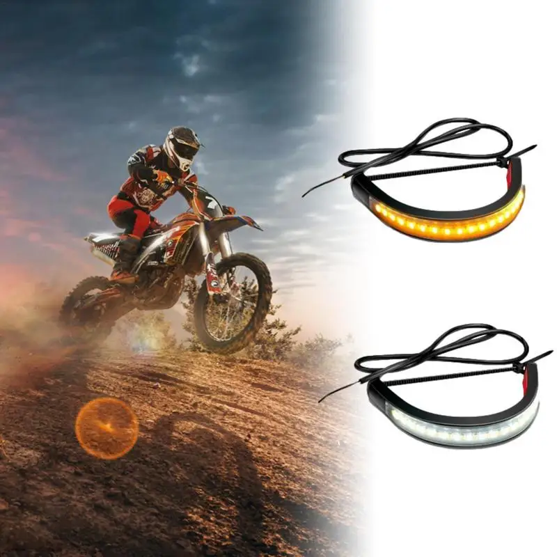 Motorcycle LED Brake Light Strip Flexible Dual-Color Running Light Motorcycle LED Fork Turn Signal Blinkers Running Light