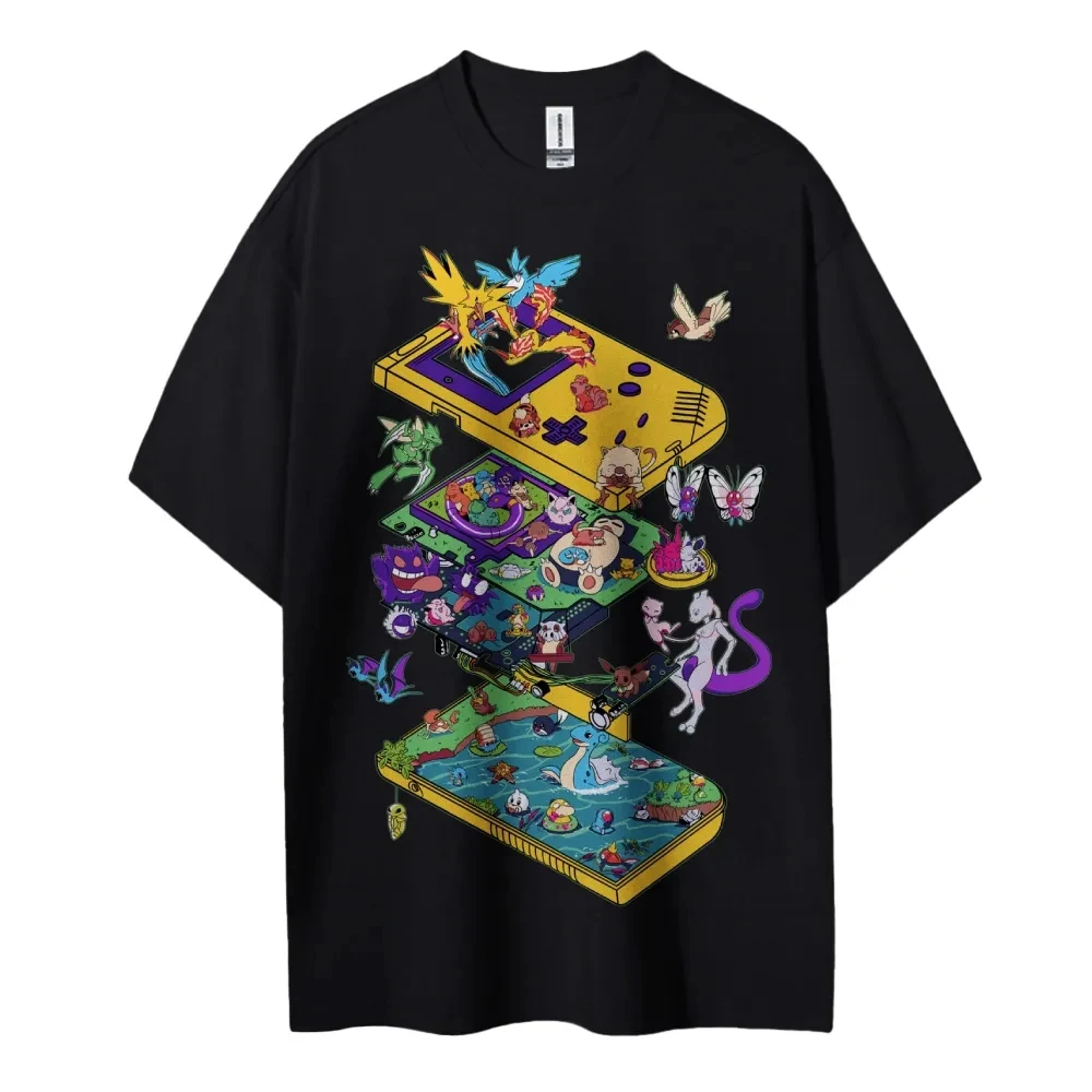 Pokemon T-shirt Heren Puur Katoen Casual Ronde Hals T-shirt Korte Mouw Kleding Zomer Sport Casual Korte Mouw Top - afbeelding 2