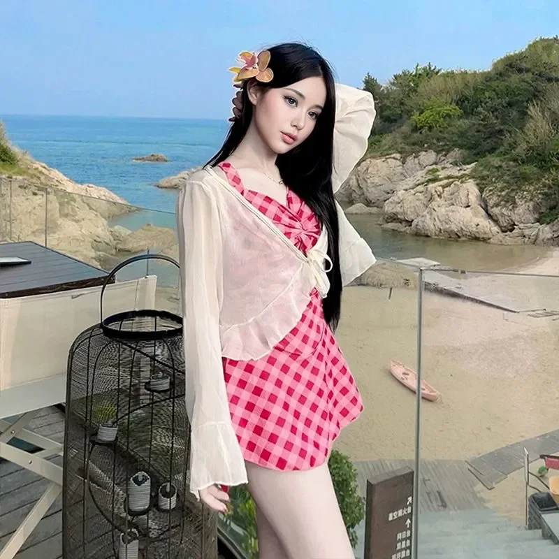 Women's Vintage Sheer Chiffon Flare Sleeve Tie Front Cover Up Cardigan Beach Kimono