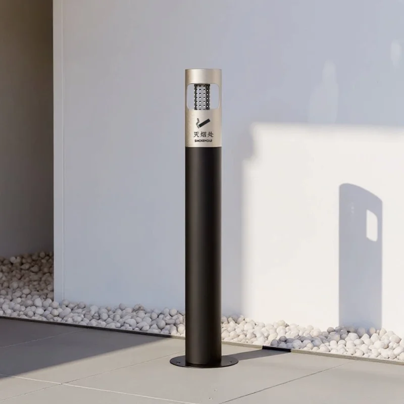 Vertical floor-to-ceiling smoke extinguishing column, outdoor stainless steel vat ash column cigarette butt collection cigarette