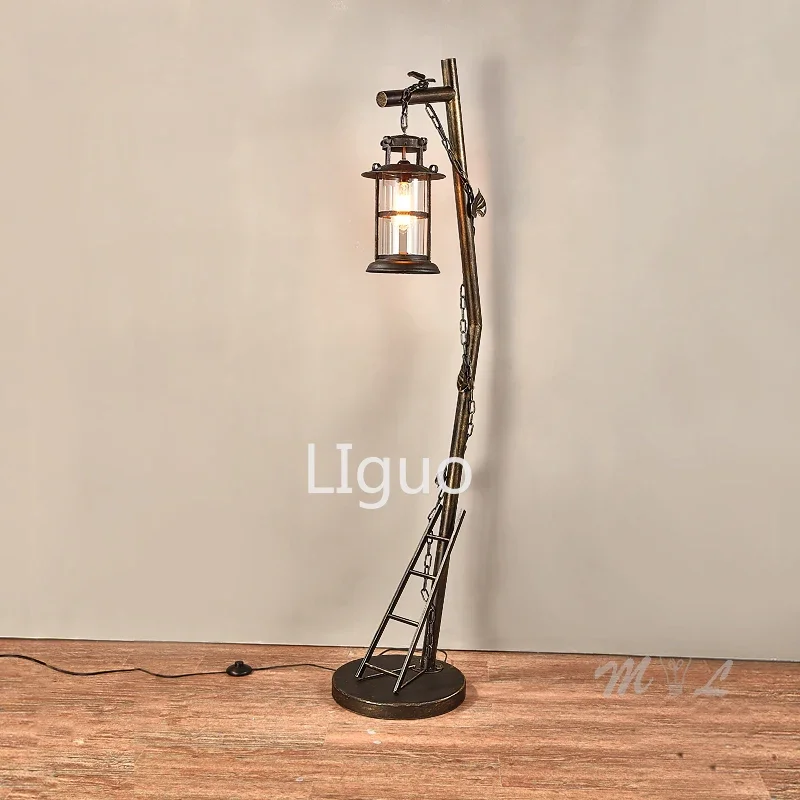 

American Country Floor Lamp Vintage Industrial Standing Lamps for Bedroom Foyer Living Room Art Deco Floor Lamps Stand Light