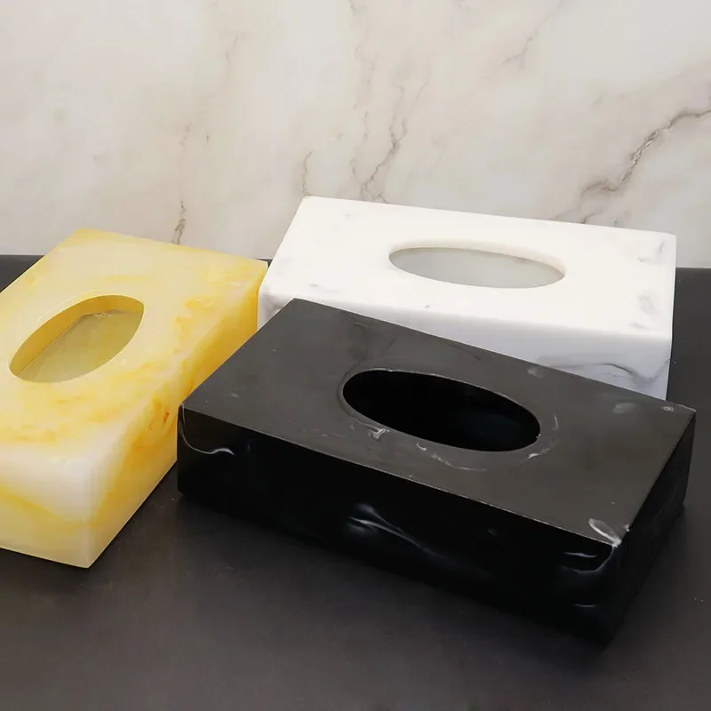 

Rectangular Large Size Bathroom Tissue Paper Box For Kitchen Imitation Marble Napkin Container Toilet Hol