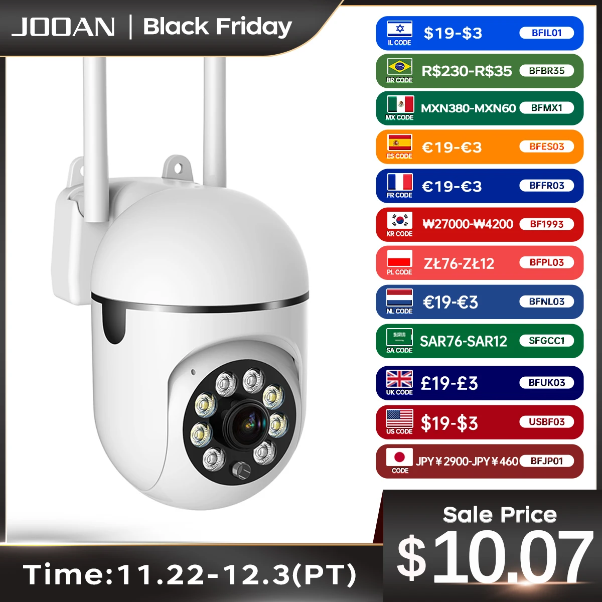 JOOAN 2MP PTZ IP Camera Color Night Auto Tracking CCTV IP WiFi Camera Security Camera Home Surveillance Camera Baby Monitor