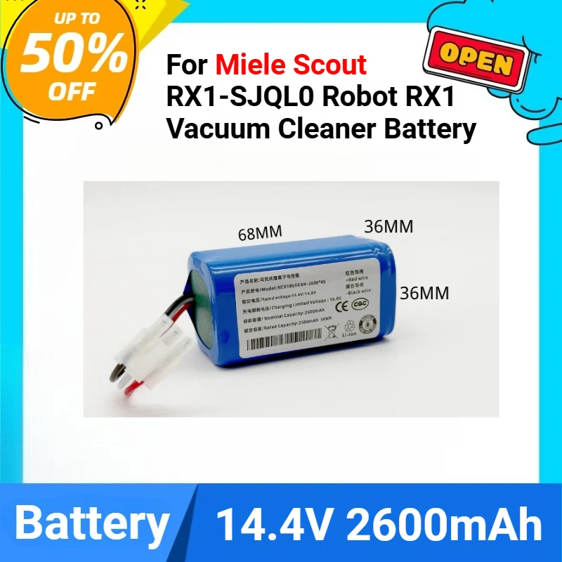 

14.4V 2600mAh Cleaner Rechargeable Battery For Miele Scout RX1-SJQL0 Robot RX1 Vacuum Cleaner Battery