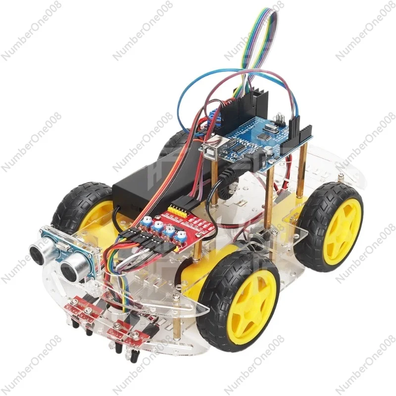 Picture 4: Compatible with Arduino Uno Remote Control Smart Kit, Ultrasonic Tracking Obstacle Avoidance Trolley Programming Robot Kit