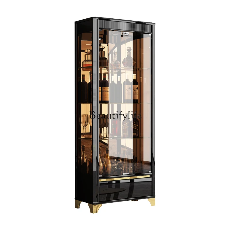 خزانة مشروبات بباب زجاجي إيطالي بسيط، خزانة عرض جدارية مطلية #1