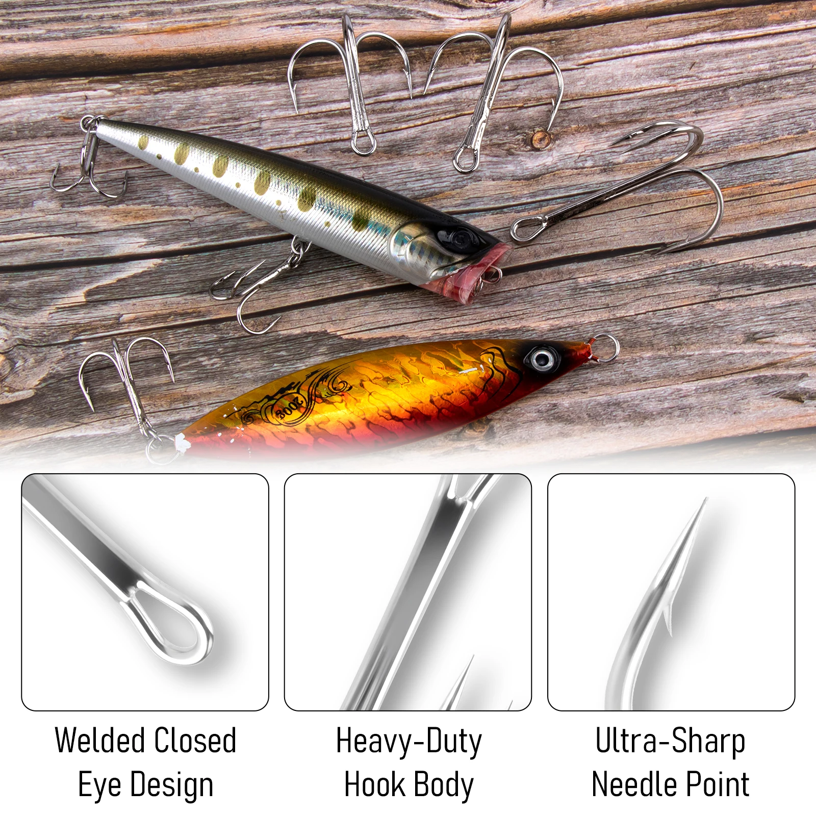 Anzuelo triple curvatura redonda para Crankbait y Spinner - imagen 4