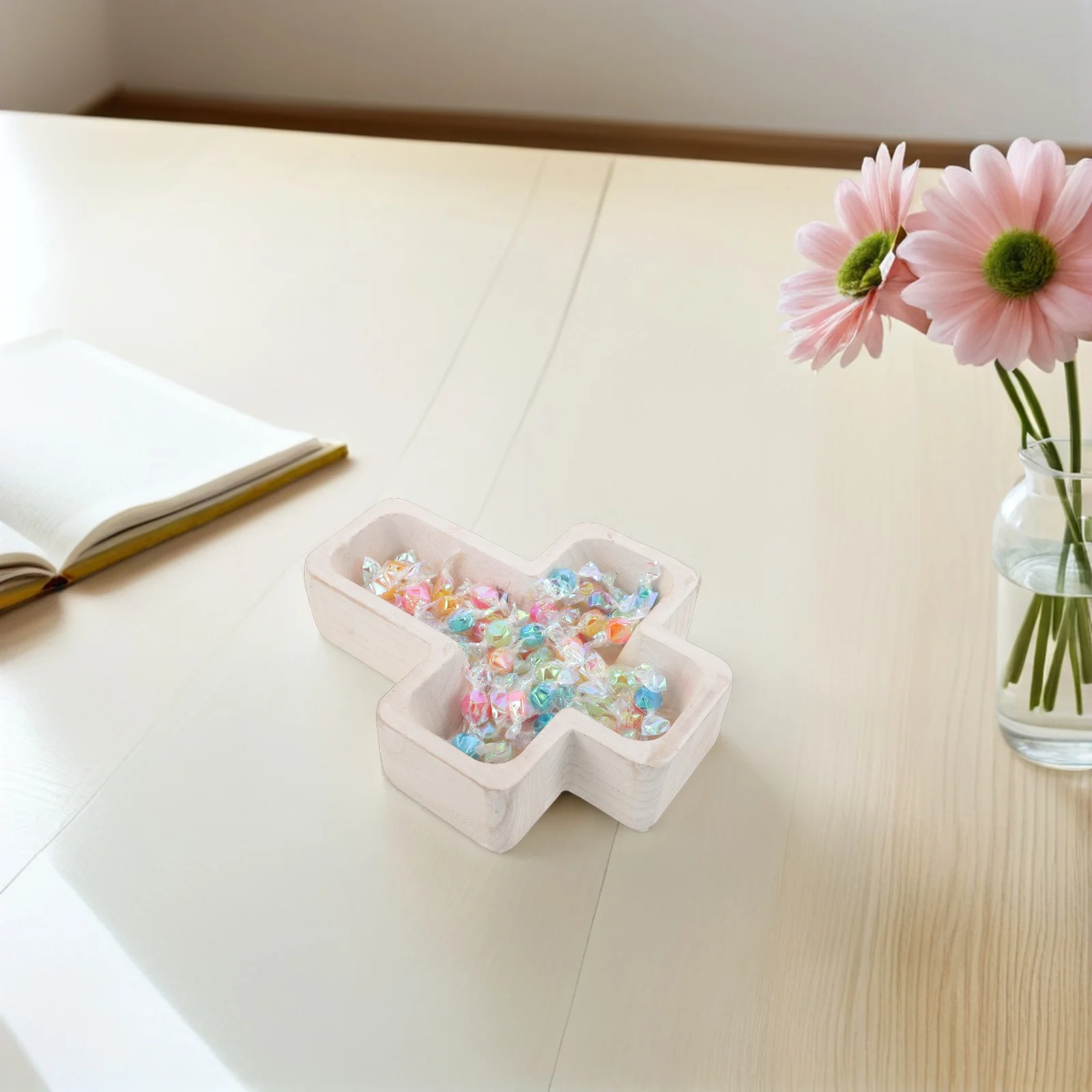 

Wooden Platter Natural Texture Functional Design for Fruits Nuts Snacks Desserts Decorative Centerpiece Table