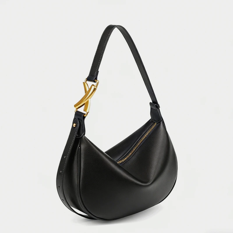 

Hifashion Trendy Genuine Leather Underarm Shoulder Bags For Women 2026 Luxury Designer Crossbody Purse Half Moon Ladies Handbags