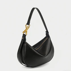 Hifashion Trendy Genuine Leather Underarm Shoulder Bags For Women 2026 Luxury Designer Crossbody Purse Half Moon Ladies Handbags