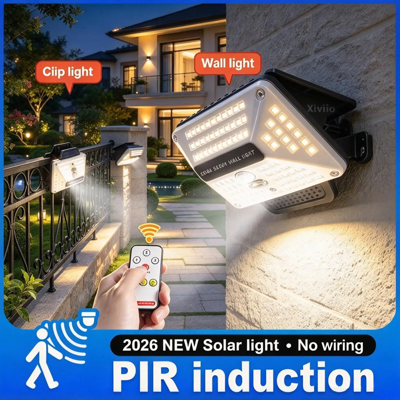 Multifunctional Solar Lamp Outdoor Garden Decoration Solar LED Light Waterproof Sunlight Powered Spotlight with Motion Sensor