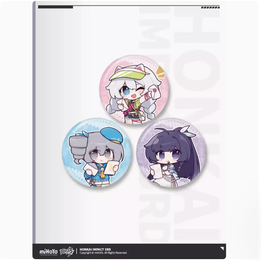 2024 Anime Honkai Impact 3  Letter from Bridge Series Mini Badge Set Kiana Kaslana Raiden Mei Bronya Zaychik Baji Brooch Button